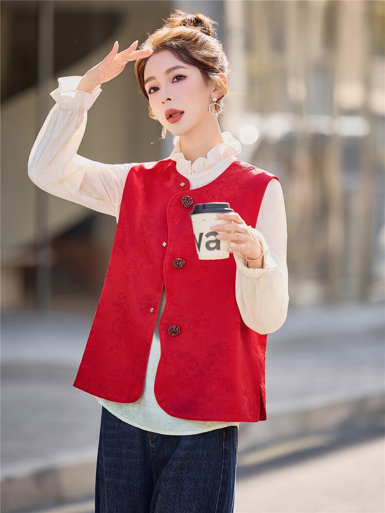 6307新款春装女装百搭马甲圆领马夹外套,女装马甲,微微衣阁