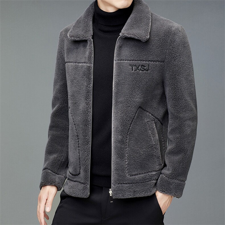 CB8821冬季2021海宁男式羊毛皮草男修身颗粒绒两面穿夹克P230，男装夹克，电商B360