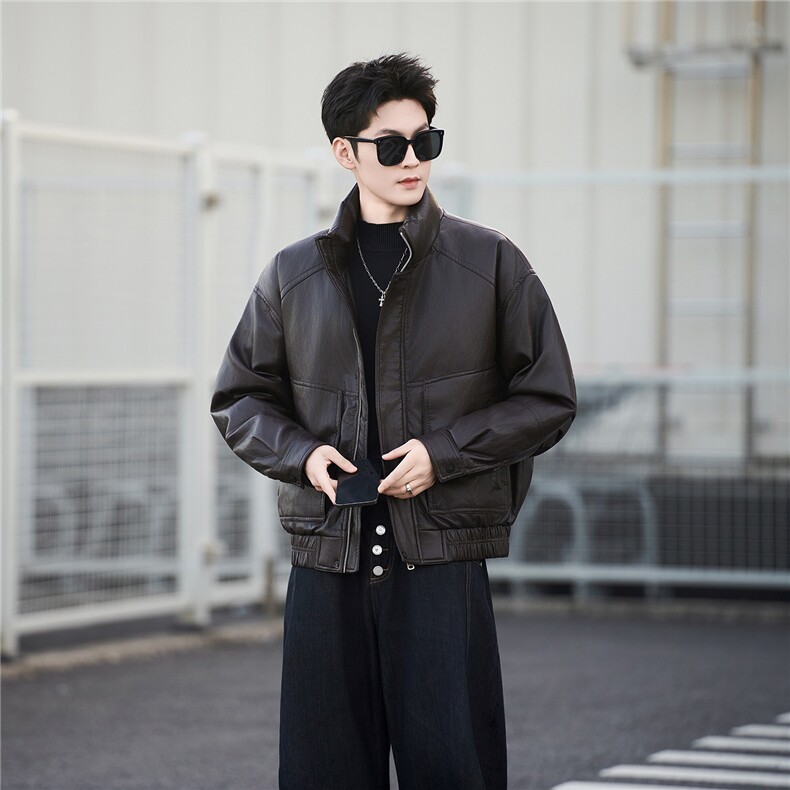 标50绒皮羽绒服男士立领短款外套8529-P235(控券后318)，男装羽绒服，电商B338