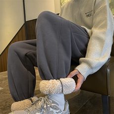冬季羊羔绒加绒加厚束脚卫裤深度库存XZ604-K101-P60控78，男装休闲裤，星座604