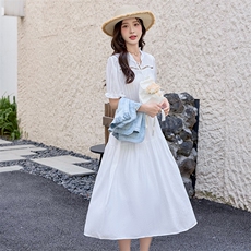 2025超火减龄漂亮洋气套装裙女时尚牛仔马甲+超仙短袖白色连衣裙，女装套装/套裙，铭街依杨