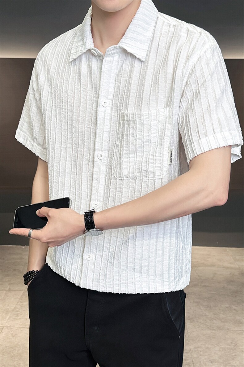 男士短袖衬衫高级感定制面料冰丝透气档口大货C317-C801-P55,男装衬衫,电商C317