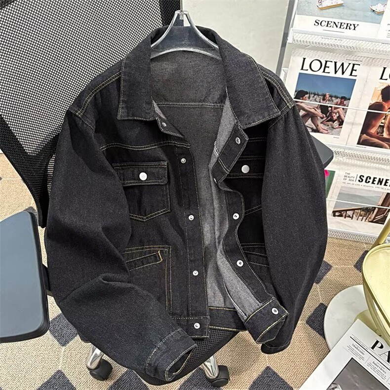 牛仔夹克男春秋季新款潮牌痞帅宽松百搭工装休闲外套6611P64,男装夹克,星座410-2
