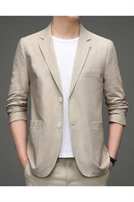 高档时尚气质轻便西装春秋简约亚麻休闲男士休闲西服HM2537-P215，男装西服，星座1105-3