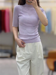 半高领精纺短袖女图片