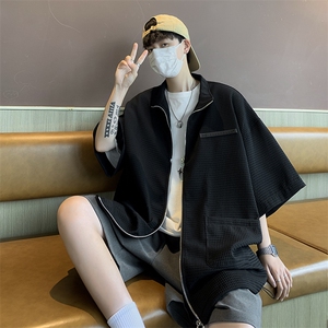 F236-P33 夏季新款潮牌ins休闲宽松衬衣慵懒百搭潮流衬衫男 现货图片