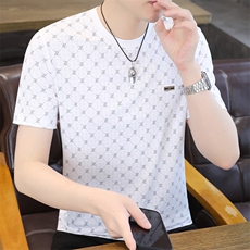 夏季冰丝短袖圆领时尚凉感休闲青年修身短袖T恤上衣XD3763-P30，男装T恤，星座310B-3