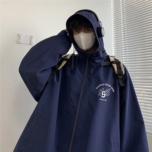 港风秋款宽松高品质连帽防水夹克 F55 P65控88图片