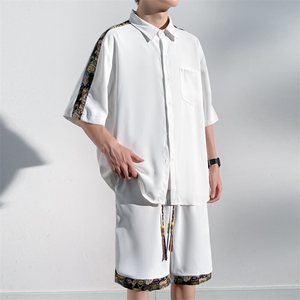 1小熊短袖衬衫男+短裤大码M-5XL套装92%聚酯纤维8%氨纶TZ77058P70图片