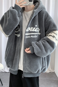 冬款加绒加厚保暖棉衣羊羔绒毛巾绣连帽外套男女 920-P110控价158图片