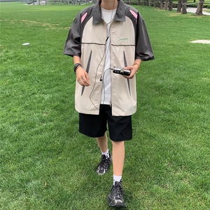夏季新款衬衫潮流慵懒男牛津双拉链免烫衬衫 P38图片