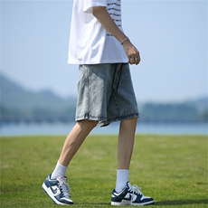 美式牛仔短裤男款复古水洗宽松休闲裤夏季潮流五分中裤M7700-p38，男装牛仔裤，星座1008