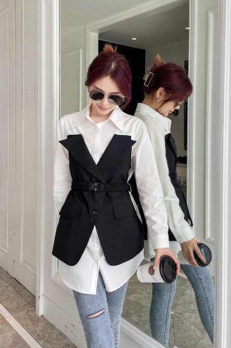 拼接衬衫，女装衬衫，田间晨露