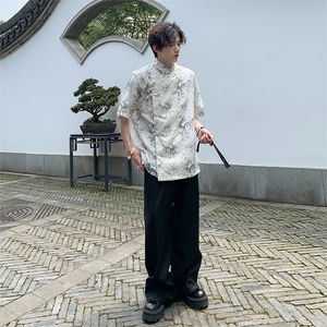 数据款现货风新款24夏季竹叶提花短袖上衣CS35-P65控88图片