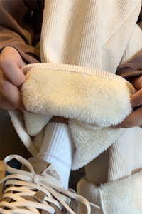 灯芯绒超厚羊羔绒裤子男加绒加厚黑色保暖冬季青少年一体绒阔腿裤图片