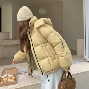 连帽泡芙短款羽绒服外套女冬季2025新款小个子巨好看白鸭绒面包服图片