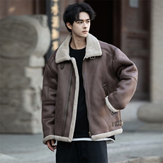 皮毛一体2025皮夹克棉服男装冬季加厚羊羔绒外套棉衣1202p238，男装夹克，电商A016