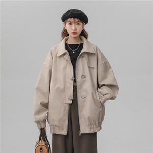 1中性风美式夹克女大码夹克男水洗雪花皮衣女JK8741P130控168图片