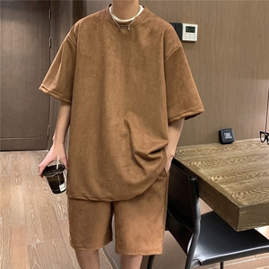 1港风模麂皮绒短袖T恤男DT8766P23短裤男DK8767P32套装TZ8757P55图片
