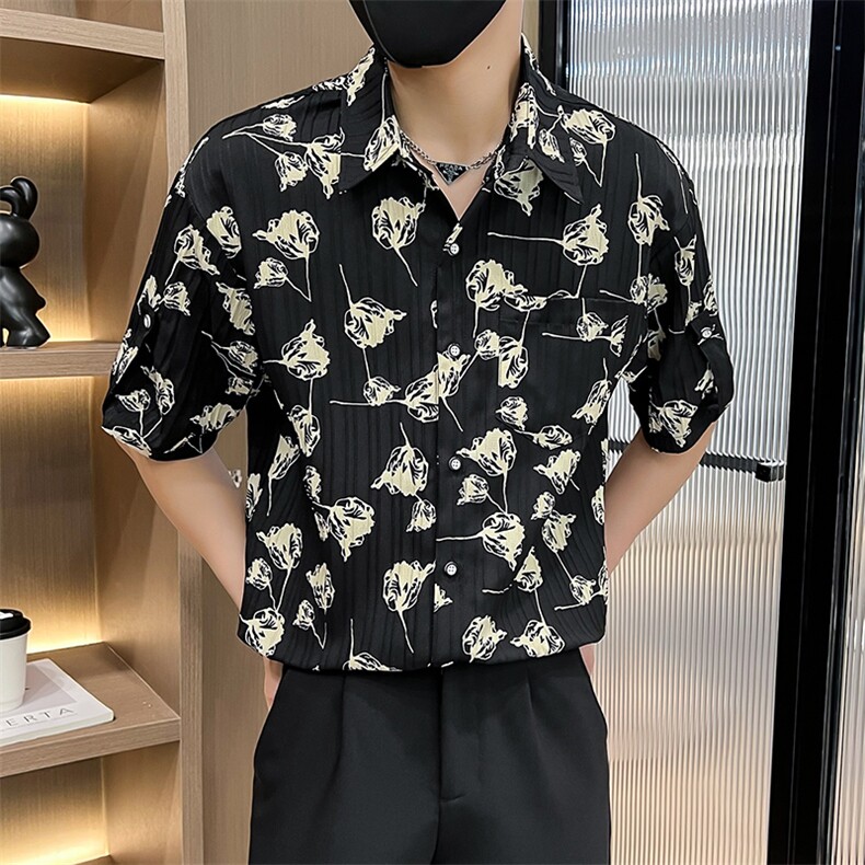 CS538-P452025夏季时尚男士短袖衬衣百搭痞帅青年衬衫,男装T恤,星座507A（原星座306B-2）