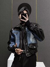 文艺新款潮流时尚原宿百搭日系拼皮夹克气质简约流行慵懒J4130，男装夹克，星座1116A（原606A-3）