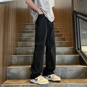 牛仔裤男潮牌直筒宽松高街百搭休闲微喇叭弹力阔腿长裤 N879图片