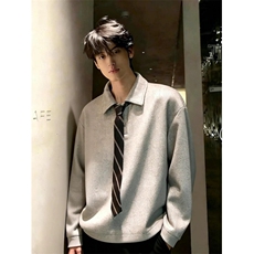 配领带翻领百搭卫衣ZW0161-特批45，男装卫衣，星座313A(原308A-2)