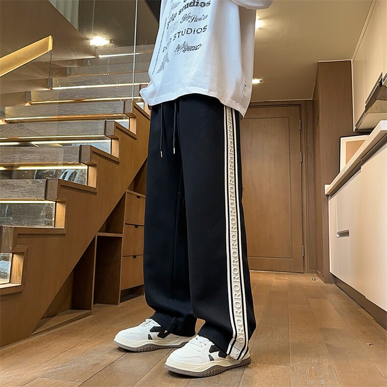 港风华棉大码宽松直筒裤织带休闲裤长裤A014-DY25093-P60控88,男装休闲裤,电商A014