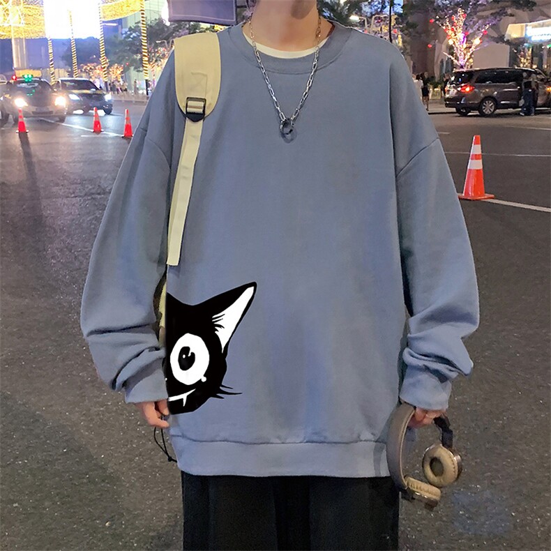 S6035-P28加绒款-P33秋季圆领卫衣男大码韩版宽松长袖外套,男装卫衣,电商A040