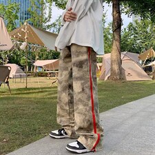美式高街复古嘻哈拉链迷彩长裤ins潮牌hiphop直筒CK76P45，男装休闲裤，星座1116-2