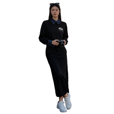 欧系洋气时尚高级感套装女春袖口衣领拼接色设计卫衣半身裙两件套，女装套装/套裙，2C310