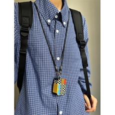1506/QC140/P34春季美式复古情侣格纹衬衣蓝色慵懒长袖衬衫，男装衬衫，星座1506