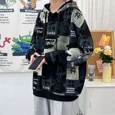 2023秋季新品港风青少年个性印花休闲时尚卫衣男女同款W410-P30，男装卫衣，电商A441-1