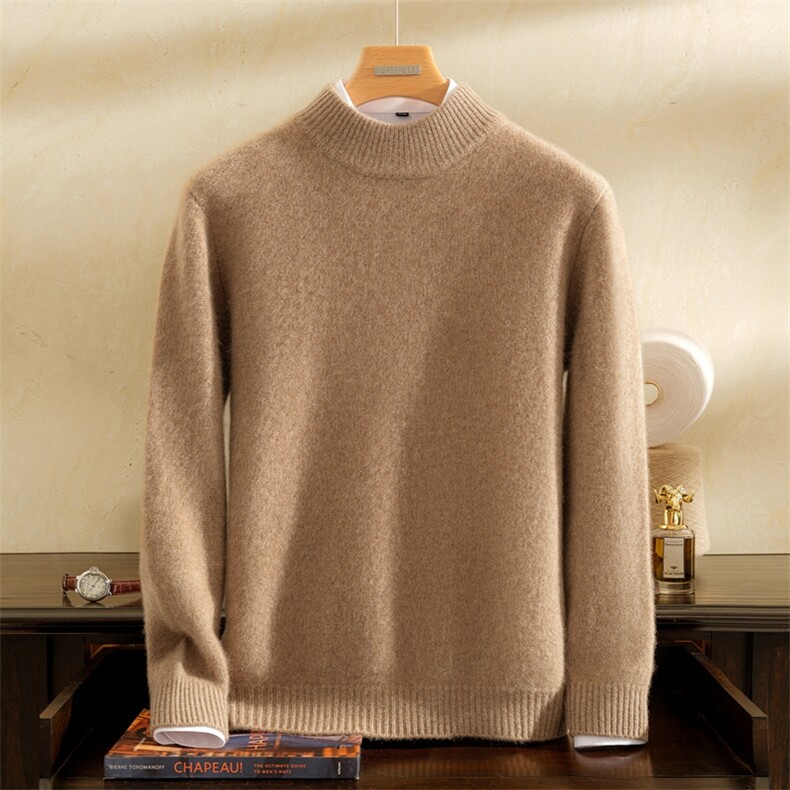2025年秋季圆特厚五针三股半高领，男装羊绒套衫，雪贝坊一店