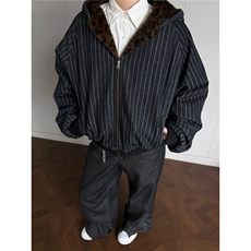 网图美潮牛仔条纹豹纹座山雕棉服外套W1929/特P105，男装棉衣，电商B350