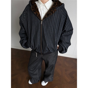 网图 美潮牛仔条纹豹纹座山雕棉服外套  W1929/特P105图片