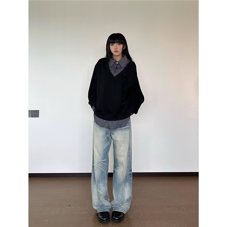 现货DTK63-批55高质量假两件拼接设计卫衣男长袖外套,女装短外套,星座603-2