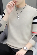 76966-P50男士毛衣秋冬新款韩版潮牌潮流圆领针织衫拼色打底，男装针织衫/毛衣，电商D310（原电商305）