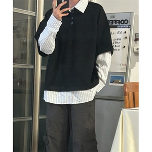 假两件卫衣男2025秋冬季美式潮牌青少年POLO领重磅休闲外套图片