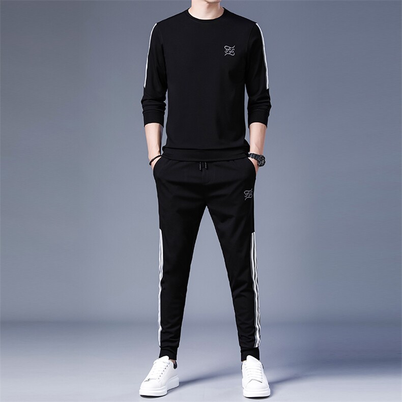 春秋运动服休闲套装中年男士春季新款时尚潮流百搭卫衣两件套男装，男装休闲套装，电商B212（原钱塘6029）