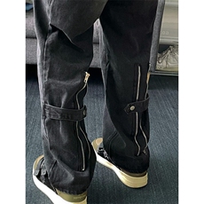 B221美式ins高街小众拉链直筒牛仔裤LK23028-P60控78，男装牛仔裤，电商B221