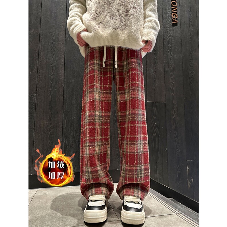 XZ616冬季新款毛呢格子加绒加厚直筒休闲长裤TY997P65控78,男装休闲裤,星座512A（原616）