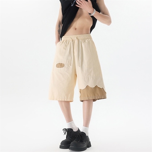 8XL-M 特大码短裤男夏季新款大码vibe破洞拼接高街短裤DK1518P50图片