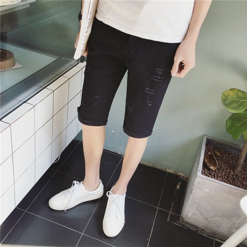 K168-P352019夏季风潮流牛仔裤休闲破洞五分裤,男装牛仔裤,星座103A