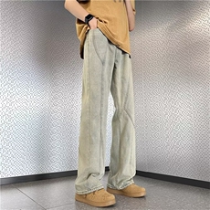美式高街做旧复古水洗牛仔裤男女直筒显瘦宽松vibe长裤NT166-P45，男装牛仔裤，星座1008