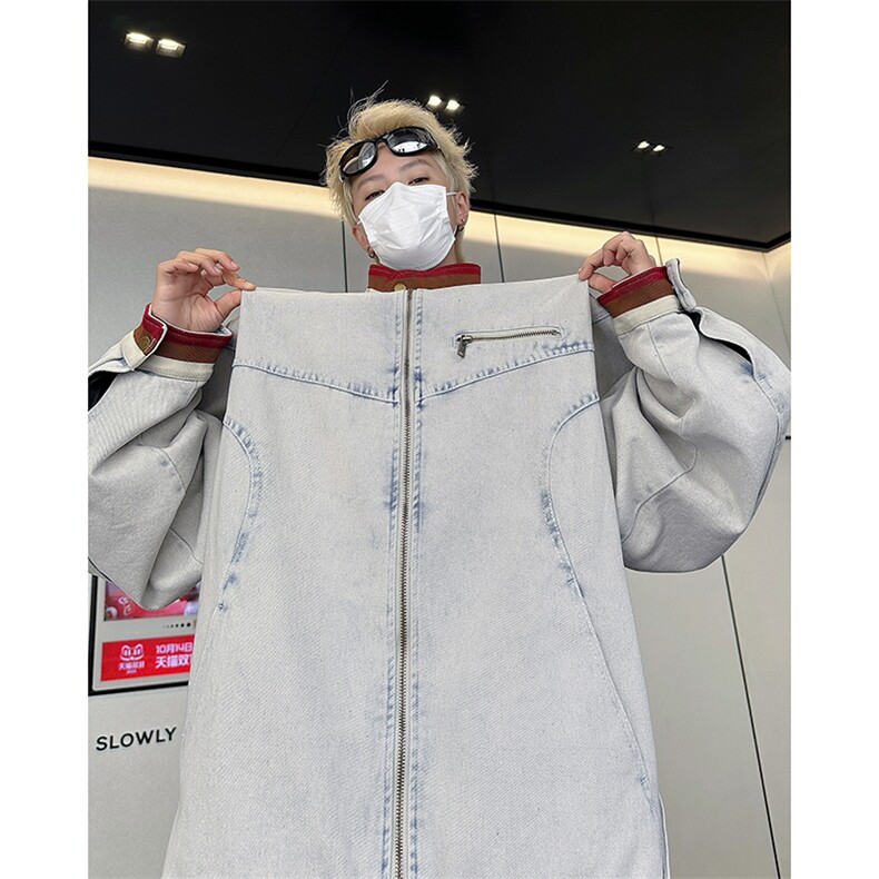 牛仔外套男士韩版潮流高街帅气百搭做旧2024冬季ins上衣W6268-P77，男装工装外套，星座412-3