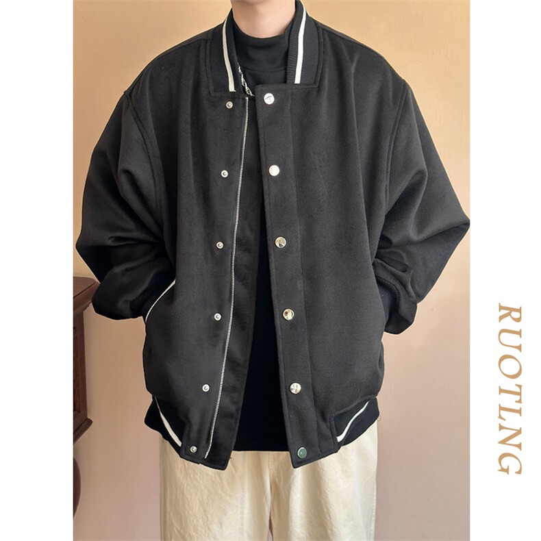 秋冬毛呢棒球服潮牌宽松休闲呢子外套夹克-AJ23058-P115,男装夹克,电商A351