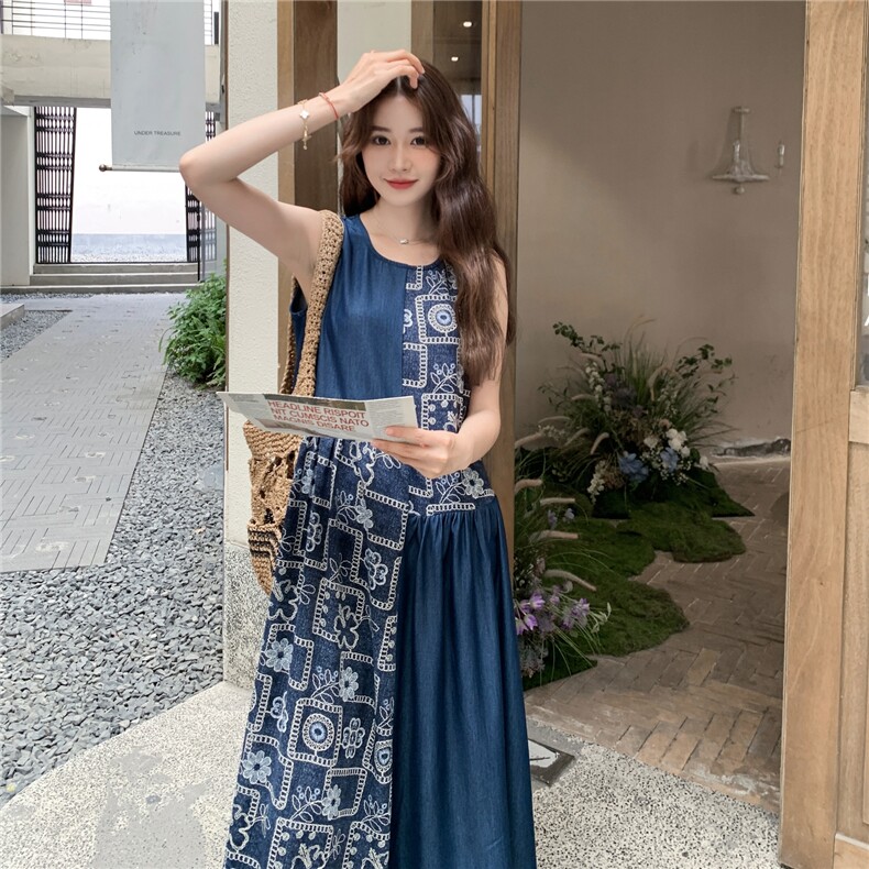 【新款】设计感拼接连衣裙女夏季长裙2C353/8675/P120/K178,女装连衣裙,2C353