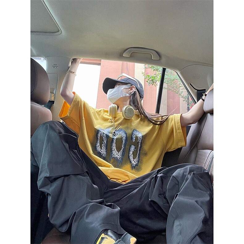 B221美式ins街头hiphop刺绣宽松褶皱休闲裤子LK23123-P60控78,男装休闲裤,电商B221