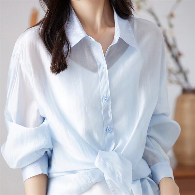 2025夏季天丝超薄防晒长袖衬衫,女装衬衫,东正羊绒